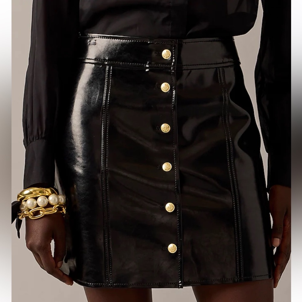 NWT J.Crew Faux Patent Leather Skirt, Size 4.